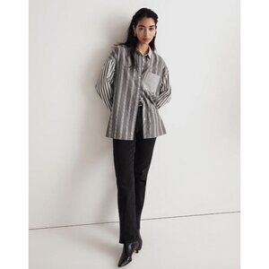 Madewell Womens Plus 3X Oversized Button Up Shirt The Signature Poplin Oversized